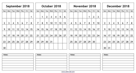 September October November Calendar 2018 With Notes November Calendar