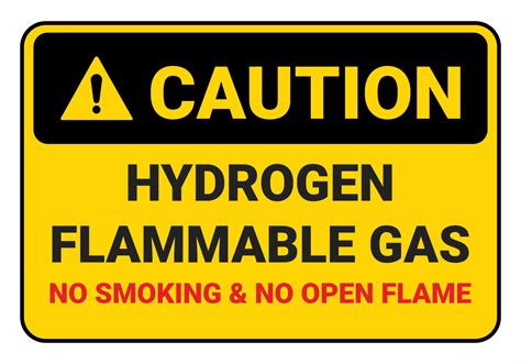 Caution Hydrogen Flammable Gas No Smoking And No Open Flame Safety