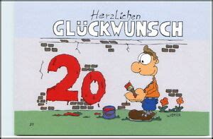 Mit unseren wünschen zum 20. Glückwunsch 20. GEBURTSTAG Karikatur Karrich Postkarte ...