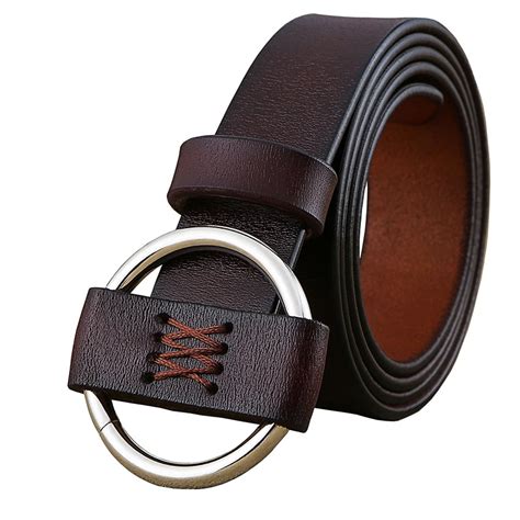 Round Buckle Genuine Leather Womens Belt Muduh Collection