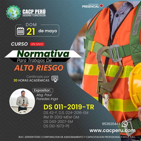 Cacp Perú Curso Normativa Para Trabajos De Alto Riesgo 2023 1