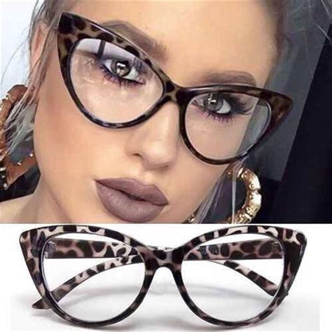 Cat Eye Solid Leopard Pattern Vintage Clear Lens Eyeglasses In 2021 Cat Eye Glasses Frames
