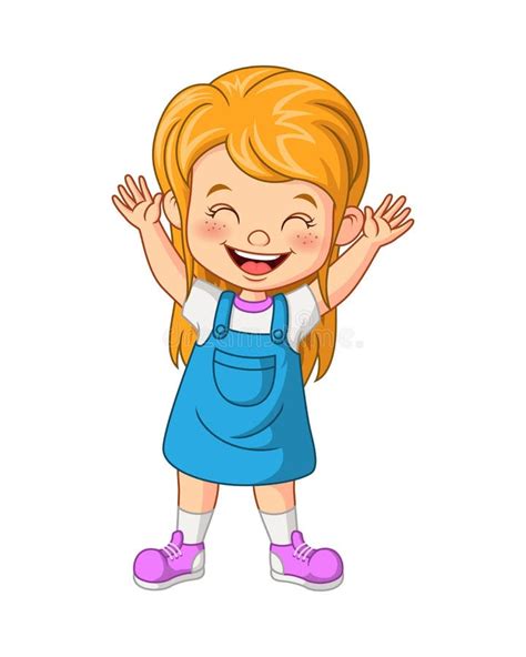 Cartoon Little Girl In Dressed Waving Hand Stock Vector Illustration