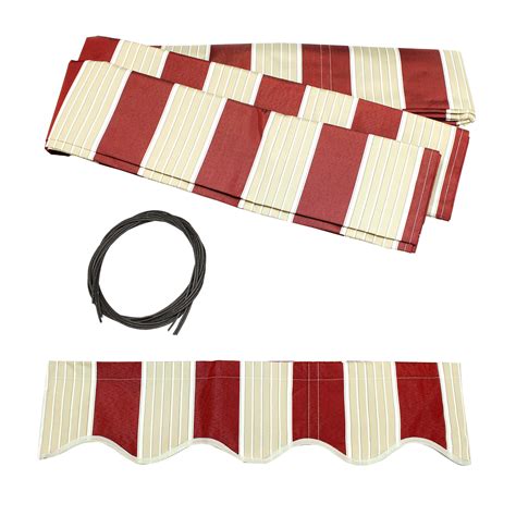 Aleko 16x10 Retractable Awning Fabric Replacement Multi Striped Red