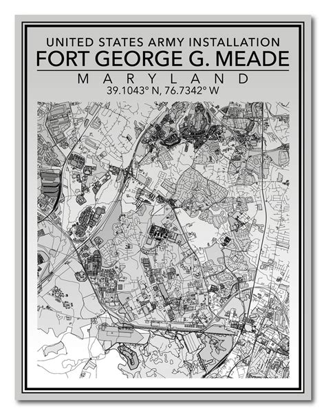 Wall Art Map Print Of Fort George G Meade Maryland La Etsy España
