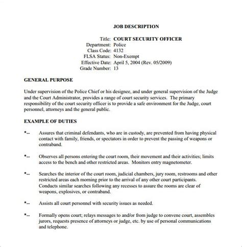 Security officer lead job description. 13+ Security Officer Job Description Templates - Free ...