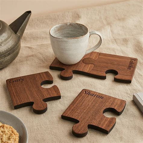 Personalised Wooden T Set Of Four Walnut Coasters By Create T