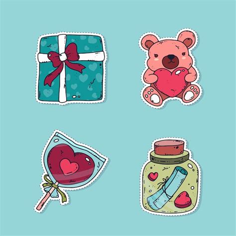 Free Vector Hand Drawn Valentine S Day Stickers Collection