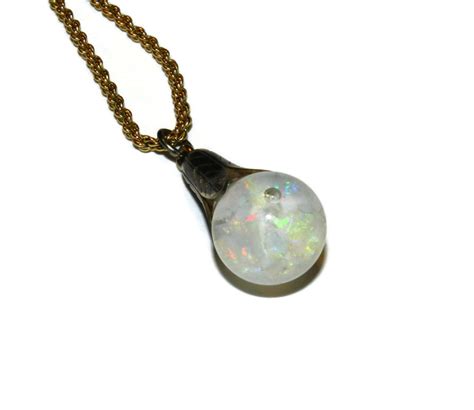 12k Gf Fire Opal Floating Pendant Necklace Floating Opal Etsy