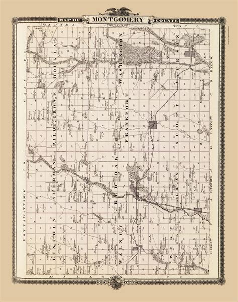 Old County Maps Montgomery County Iowa Ia By A T Andreas 1875