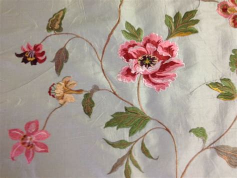 Claridge Textile Faux Silk Flower Embroidery Fabric By The Yard Bella