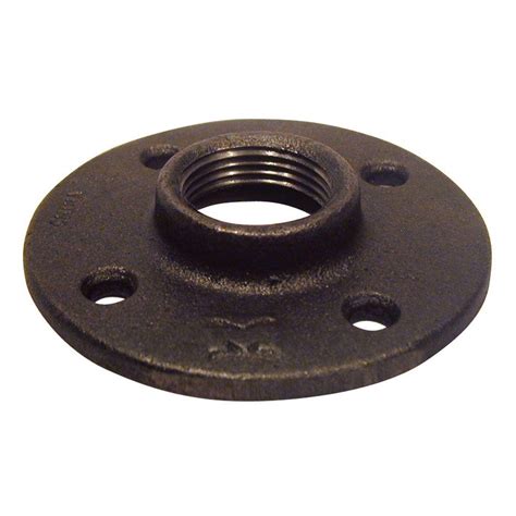 2 In Black Malleable Iron Threaded Floor Flange 521 608hn The Home Depot