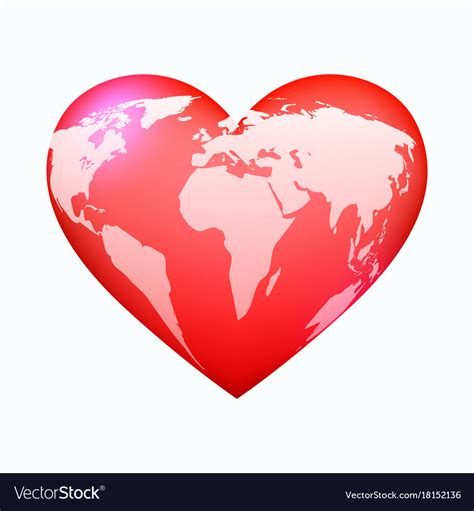 Red World Heart Royalty Free Vector Image Vectorstock