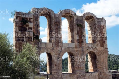 Ancient Stone Theater With Marble Steps Of Odeon Of Herodes Atticus On