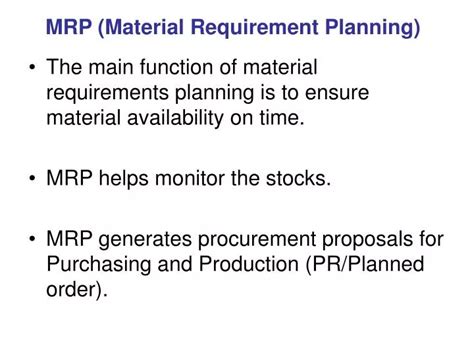 Ppt Mrp Material Requirement Planning Powerpoint Presentation Free