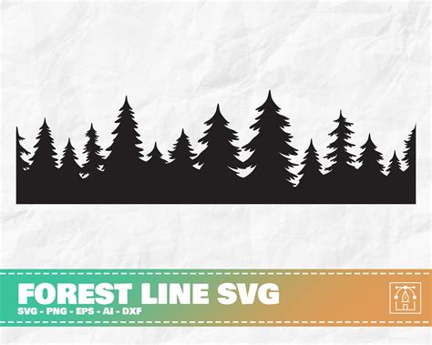 Forest Line Svg Treeline Svg Tree Svg Tree Clipart Svg Etsy