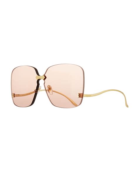 Gucci Rimless Square Low Temple Polarized Sunglasses Neiman Marcus