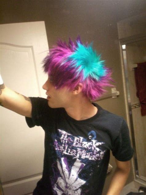 Awesome Purple And Teal Hair Color On A Guyhe Almost