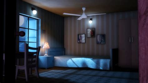 3D Lighting And Compositing Artist Bedroom Scene Night Scene