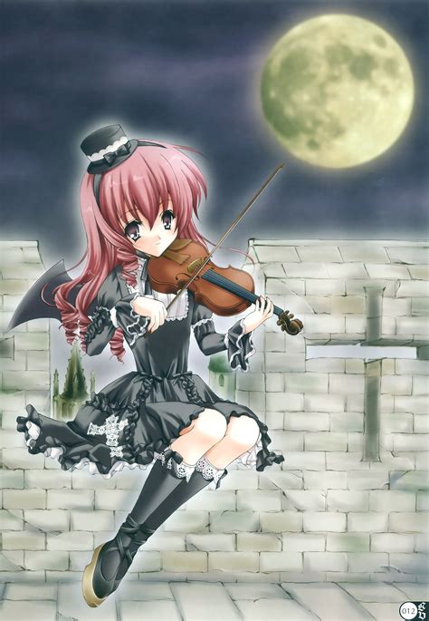 Yukiwo Gothic Lolita Devil Girl Playing Violin In The Night Minitokyo