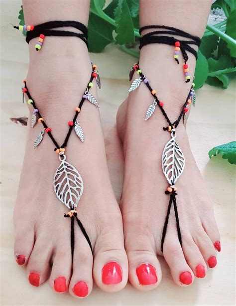Barefoot Sandals Yoga Sandals Hippie Sandals Foot Jewelry Boho Barefoot Sandals Cotton Barefoot