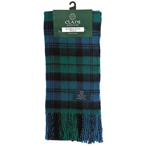 Pure New Wool Scottish Tartan Scarf Campbell Clan Ancient