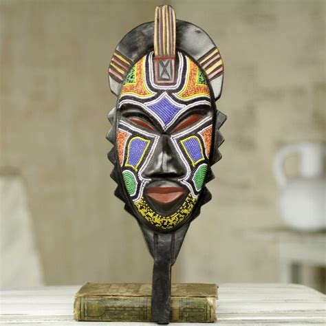 Novica Original African Beaded Mask Of Swahili Medicine Man Wall Décor Wayfair
