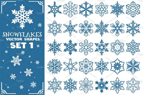 Decorative Snowflakes Shapes Set 1 Decorative Illustrations