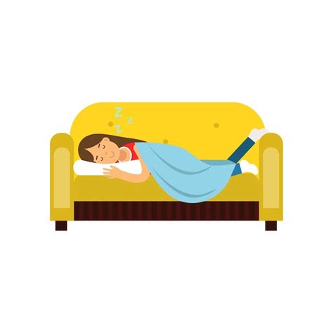 Premium Vector Young Woman Sleeping On The Sofa Under Blanket Relaxing Person Cartoon Vector