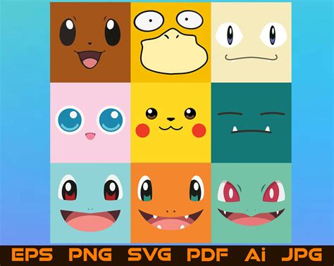 9 Pokemon Face Svg Pikachu Birthday Shirt File For Cricut Design