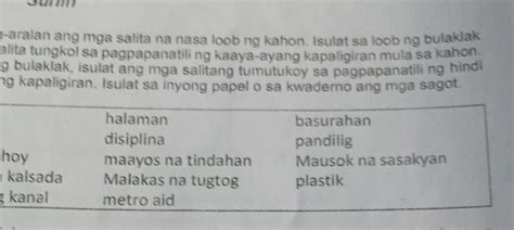 Pag Aralan Ang Mga Salita Na Nasa Loob Ng Kahon Isulat Sa Loob Ng