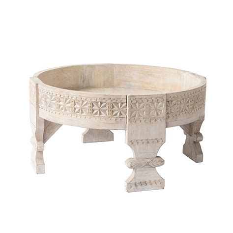 Vidaxl coffee table with solid teak, 60 cm by vidaxl. Luxury Vintage 23" Round Moroccan Carved Wood Coffee Table ...