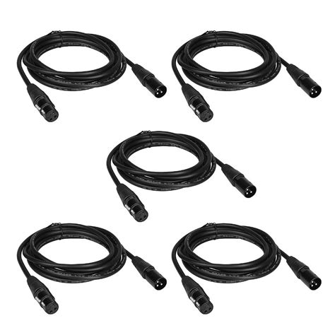 Tsss 5 Pack 10ft3m Dmx Cable 3 Pin Xlr Female To Male Dmx 512 Stage Light Transmission Data