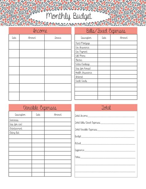 Free Monthly Expenses Template Tellader