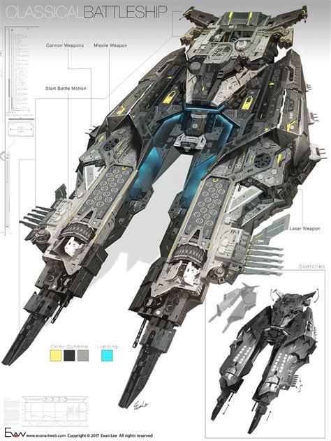 artstation classical battleship evan lee spaceship design space ship concept art concept
