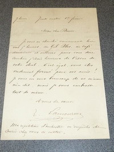 Lettre Manuscrite Autographe Signée De Charles Lamoureux By Lamoureux