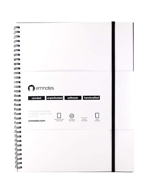 Emnotes Blank Notebook Without Lines 85 X 11 Inches Unruled Paper