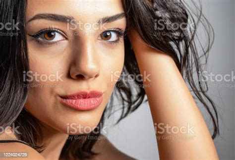 Closeup Of Portrait Beautiful Woman Face Stock Photo Download Image