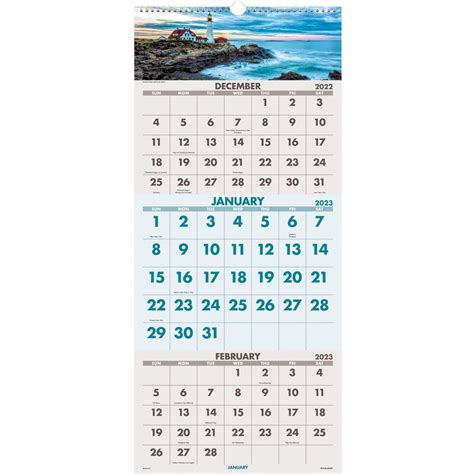 At A Glance Scenic Design 3 Month Wall Calendar Julian Dates