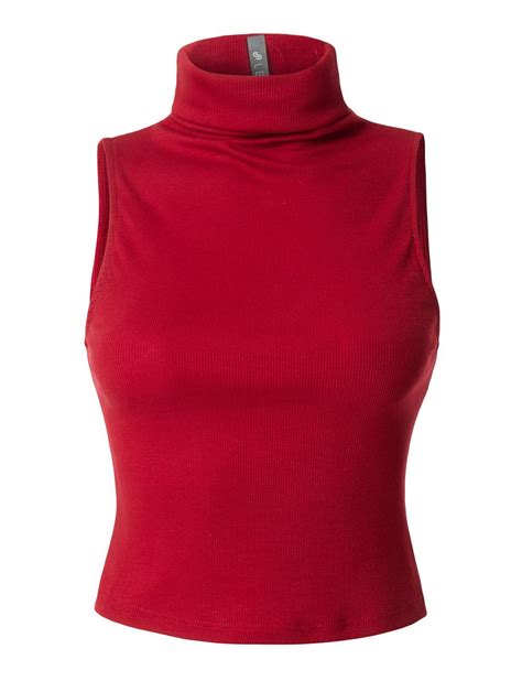 Fitted Ribbed Turtleneck Top Clearance Sleeveless Turtleneck Top