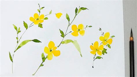 Lvl2 Watercolor Tutorial How To Paint Yellow Flowers Youtube