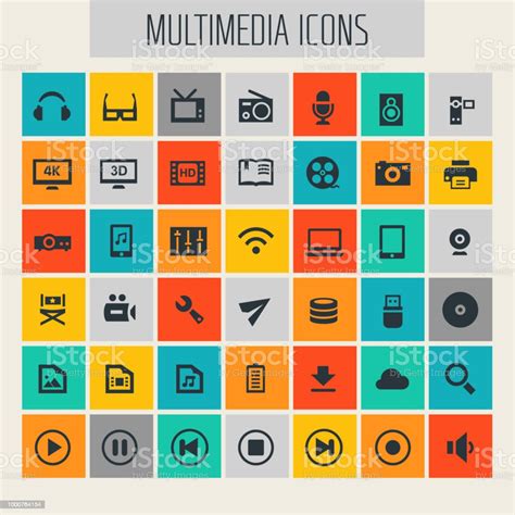 Big Multimedia Icon Set Stock Illustration Download Image Now
