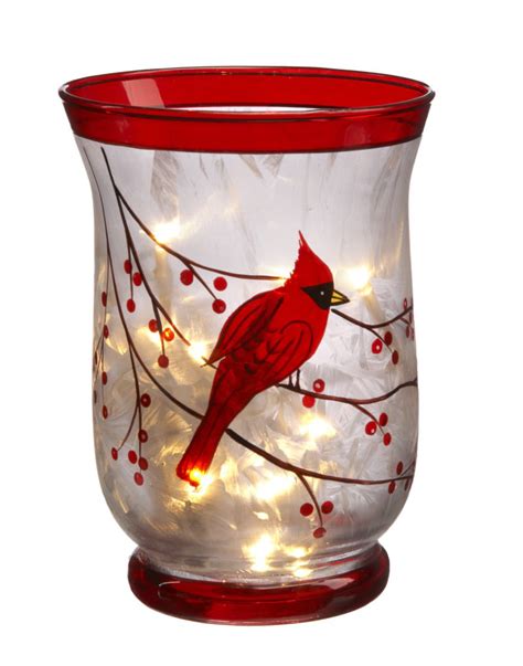 6 Christmas Cardinal Tealight Candle Holder With Led Lights Walmart
