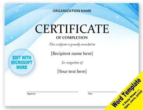 Sub out the imagery with your photos. CERTIFICATE Editable Word Template, Printable, Instant ...