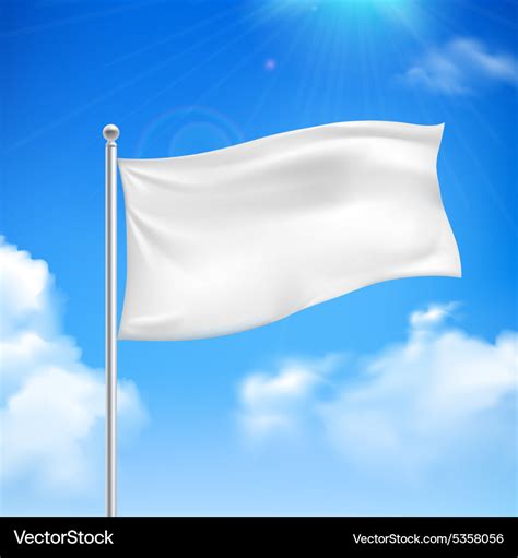 White Flag Blue Sky Background Poster Royalty Free Vector