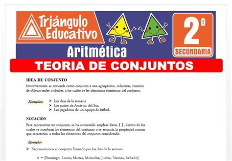 Teor A De Conjuntos Para Segundo De Secundaria Fichas De Trabajo The