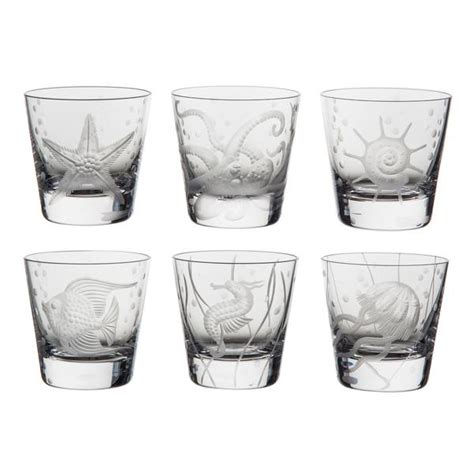 Artel Sea Life Set Of 6 Vodka Glasses Clear 6 Patterns Artedona