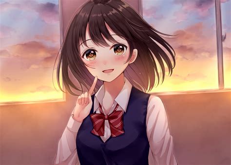 And she carries a lot of spunk with her, constantly jabbing lawrence in a very playful way. blush bow brown eyes brown hair original sakura hiyori ...