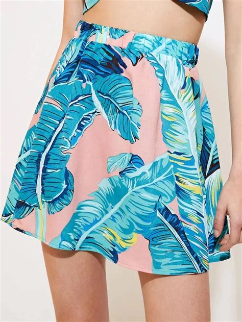 Skirt Belt Wrap Skirt Pleated Skirt Floral Skirt Tropical Colors