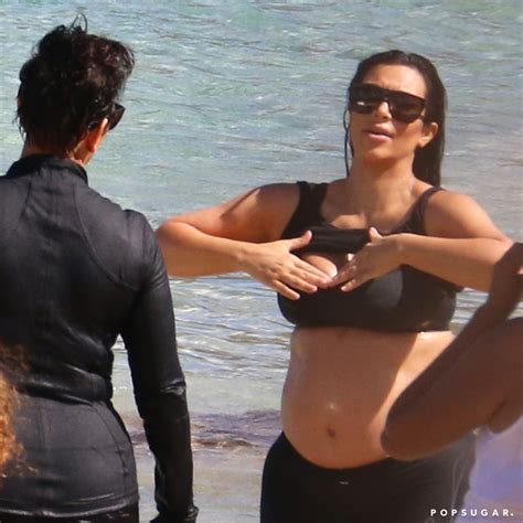 Kim Kardashian Shows Baby Bump In St Barts Photos Popsugar Celebrity